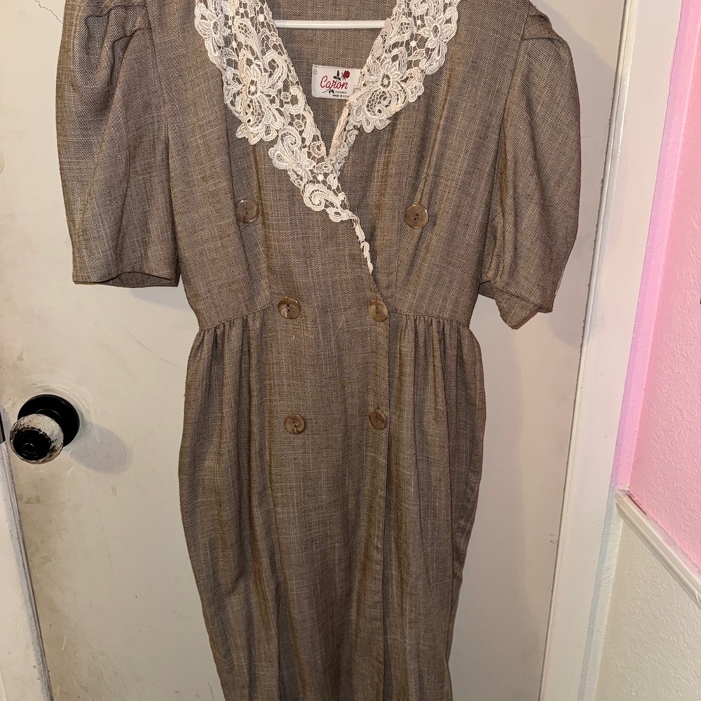 Brown 80s Does 40s Dress